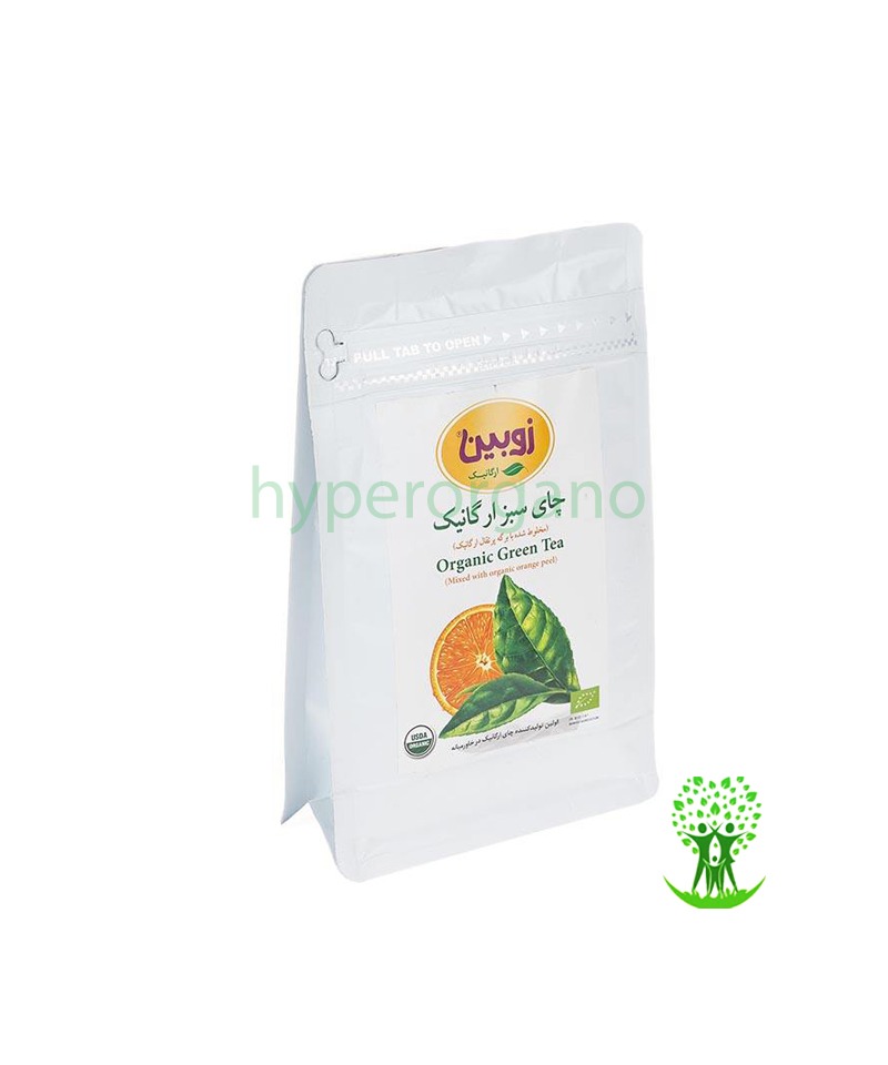 چای سبز ارگانیک مخلوط شده با برگه پرتقال 100 گرمی زوبین